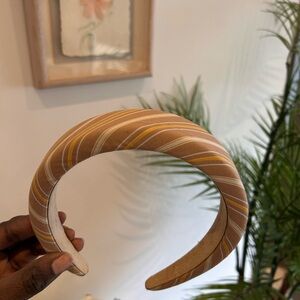 Striped Padded Headband in Brown and Yellow